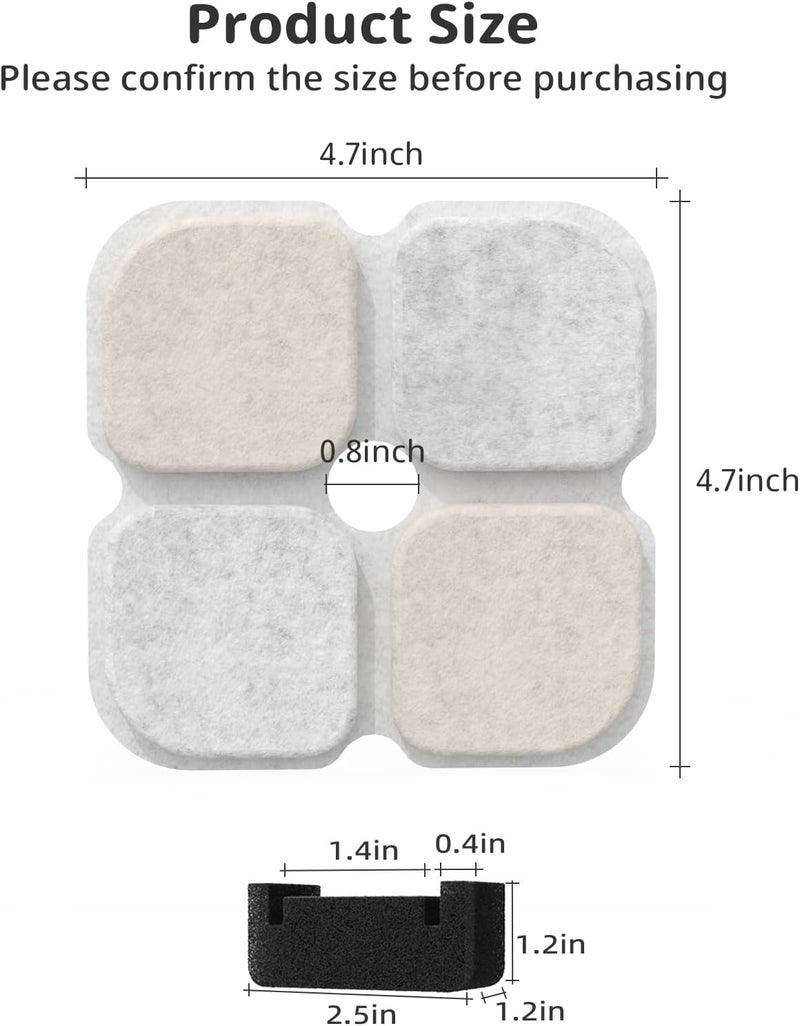 Baofum Cat Pet Water Fountain Filters, 6 Pack Replacement Filters Fit for 101oz/3L Crystal Cat Fountain, Triple Filtration System (6 Filters+6 Sponges) - Image 4
